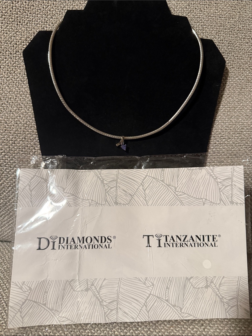 Diamonds International Silver Necklace with Blue Tanzanite Pendant